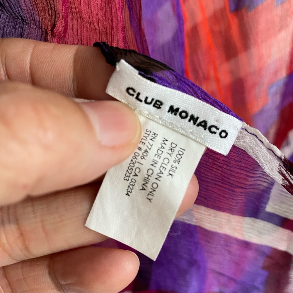 Club Monaco Color Block 100% Silk Scarf